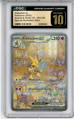 CGC Pristine 10 Pokemon TCG Alakazam ex 201/165 Sv: Scarlet & Violet 151 Holo - Image 1