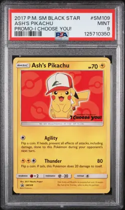 2017 Pokemon Sm Black Star Promo #SM109 Ash'S Pikachu PSA 9 - Image 1