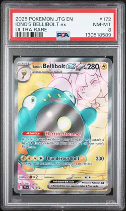 2025 POKEMON JTG EN-JOURNEY TOGETHER ULTRA RARE #172 IONO'S BELLIBOLT EX PSA 8 - Image 1