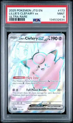 2025 POKEMON JTG EN JOURNEY TOGETHER ULTRA RARE #173 LILLIE'S CLEFAIRY EX PSA 9 - Image 1