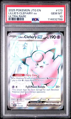 2025 POKEMON JTG EN-JOURNEY TOGETHER ULTRA RARE #173 LILLIE'S CLEFAIRY EX PSA 10 - Image 1