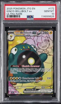 2025 POKEMON JTG EN-JOURNEY TOGETHER ULTRA RARE #172 IONO'S BELLIBOLT EX PSA 10 - Image 1