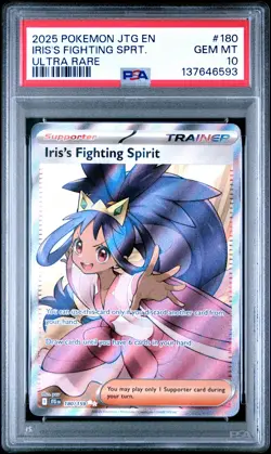 2025 POKEMON JTG EN-JOURNEY TOGETHER ULTRA RARE IRIS'S FIGHTING SPIRIT PSA 10 - Image 1