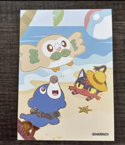 NON TCG Chinese Pokemon Elf Eif Origin Collection Beach PT 009 Litten Rowlet - Image 1