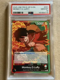 2025 ONE PIECE OP13-001 CARRYING ON HIS WILL ART MONKEY D. LUFFY Optcg PSA 10 - Image 1