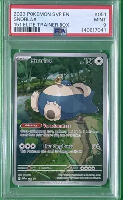 2023 POKEMON SVP EN-SV BLACK STAR PROMO 151 ELITE TRAINER BOX #051 SNORLAX PSA 9 - Image 1