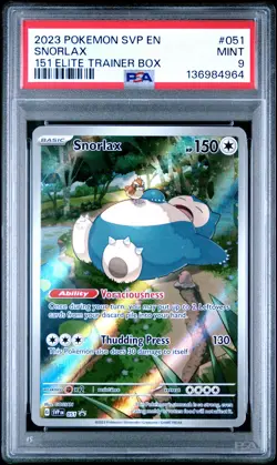 2023 POKEMON SVP EN-SV BLACK STAR PROMO 151 ELITE TRAINER BOX #051 SNORLAX PSA 9 - Image 1