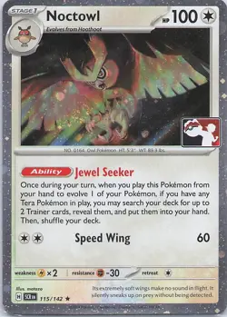 Noctowl Rare Prize Pack Series Cards 115/142 Cosmo Holo NM - Image 1