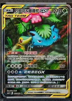 Pokemon TCG S-Chinese Venusaur & Snivy GX 063/061 SR Rare Holo Tag Team Card - Image 1