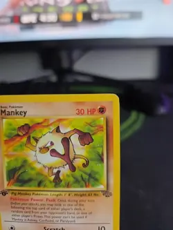 Pokemon MANKEY Card 55/64 1st Edition Common MP JUNGLE Regular English - Image 5