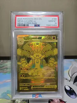 Pokemon TCG Mega Evolution Mega Lucario Ex 188/132 Gold Mega Hyper Rare PSA 10 - Image 1