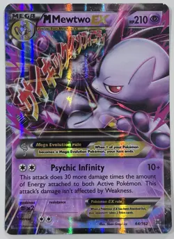 MEGA M MEWTWO EX 64/162 Pokemon TCG - XY: BREAKthrough * Mega Holo Ultra Rare - Image 1