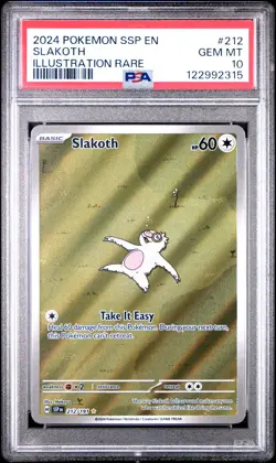 2024 POKEMON SSP EN-SURGING SPARKS ILLUSTRATION RARE #212 SLAKOTH PSA 10 - Image 1