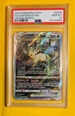 LEAFEON VSTAR PSA 10 POKEMON #GG35 SWORD & SHIELD CROWN ZENITH FULL ART - Image 1