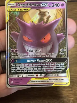 Pokemon TCG Tag Team Gengar Mimikyu GX Card 53/181 Foil Gas Banger Ghost Fire - Image 3