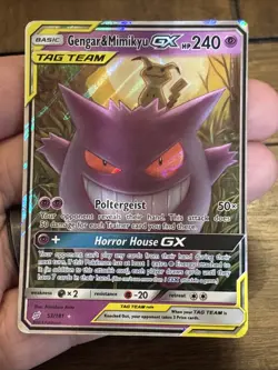Pokemon TCG Tag Team Gengar Mimikyu GX Card 53/181 Foil Gas Banger Ghost Fire - Image 4