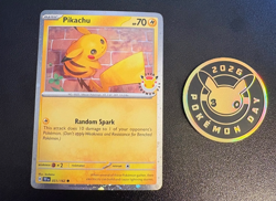 Pikachu 051 /162 Stamped 2026 Pokemon Day 30 Promo TCG With Coin - Image 1