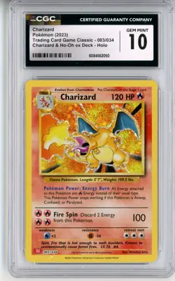 CGC GEM MINT 10 Pokemon TCG Charizard 003/034 Trading Card Game Classic Holo - Image 1