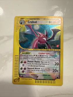 Pokemon Crystal Crobat Reverse Holo E Reader Card 147/144 Skyridge - Image 1