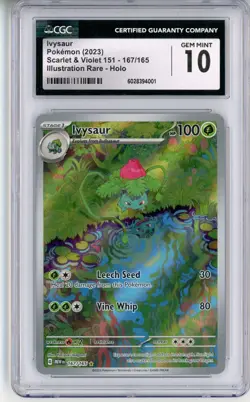 CGC GEM MINT 10 Pokemon TCG Ivysaur 167/165 Sv: Scarlet & Violet 151 Holo 2023 - Image 1