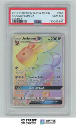 2017 Pokemon Sun & Moon Full Art Secret Umbreon GX PSA 10 #154/149 - Image 1