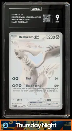 2025 POKEMON SV WHITE FLARE - WHT EN #173/086 RESHIRAM EX BLACK WHITE RARE TAG 9 - Image 1