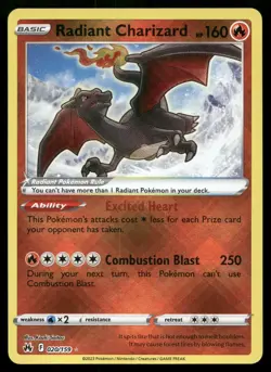 Radiant Charizard, 020/159, Crown Zenith, Pokemon, English, LP - Image 1
