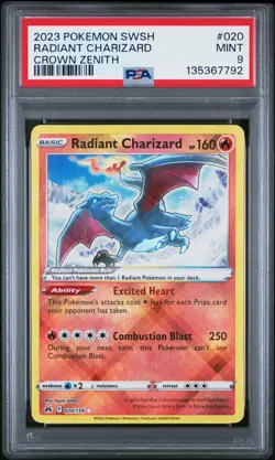 Radiant Charizard 020/159 Sword Shield Crown Zenith Pokemon PSA 9 *792 - Image 1