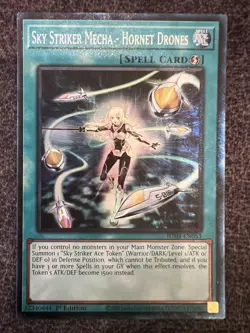 Yugioh Sky Striker Mecha - Hornet Drones JUSH-EN053 Collector's Rare 1st Ed NM - Image 1