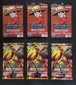 One Piece OP-13 (3x) & PRB-02 (3x) English Sealed Booster Packs - Image 1