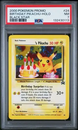 2000 POKEMON PROMO BLACK STAR #24 BIRTHDAY PIKACHU-HOLO PSA 7 📈Fresh Grade - Image 4