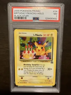 ______'s PIKACHU HOLO BIRTHDAY PROMO BLACK STAR #24 POKEMON 2000 - PSA NM 7 - Image 1