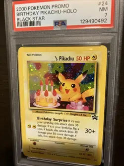 ______'s PIKACHU HOLO BIRTHDAY PROMO BLACK STAR #24 POKEMON 2000 - PSA NM 7 - Image 2
