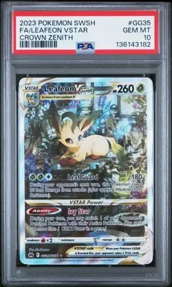 PSA 10 Leafeon Vstar GG35 Crown Zenith Pokemon Card - Image 1