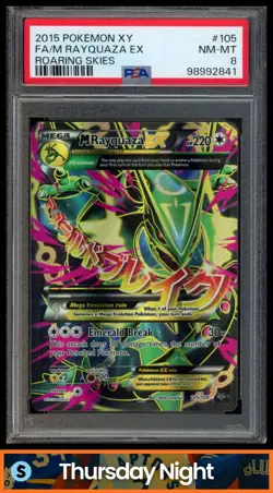 2015 POKEMON XY ROARING SKIES #105/108 MEGA RAYQUAZA EX FULL ART PSA 8 - Image 1