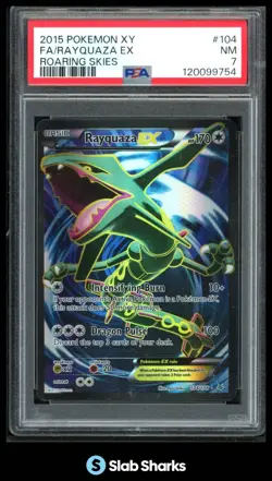 2015 POKEMON XY ROARING SKIES #104/108 RAYQUAZA EX FULL ART ULTRA RARE PSA 7 - Image 1