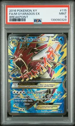 2016 POKEMON XY BREAKPOINT #115 FULL ART/M GYARADOS EX PSA 9 CLEAN - Image 1