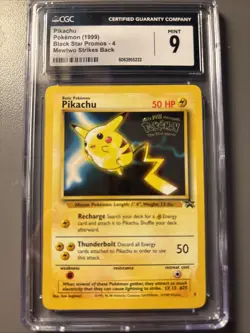 Pokemon TCG Pikachu #4 1999 Black Star Promo “Mewtwo Strikes Back” CGC MINT 9 - Image 1