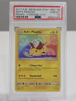 2017 POKEMON SM BLACK STAR PROMO I CHOOSE YOU! #SM108 ASH'S PIKACHU PSA 10 - Image 1