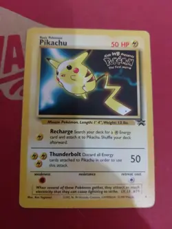 Pikachu Black Star Promo #4 1999 Kids WB The First Movie Stamped Pokemon Card - Image 1
