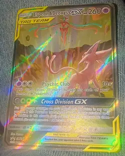 Pokemon TCG Espeon & Deoxys GX SM240 Black Star Promo Full Art Holo Card - Image 2