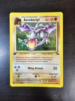 Pokemon TCG Aerodactyl Fossil Holo Card 1/62 1st Edition Rare Prerelease - Image 1