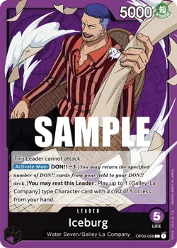 OP03-058 Iceburg 🟣 Leader One Piece TCG Card OP03 Pillars of Strength - Image 1