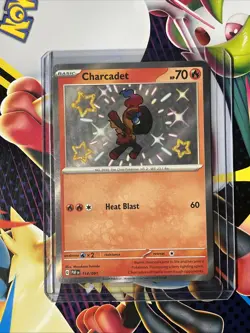 Pokemon Scarlet & Violet Paldean Fates Charcadet 114/091 Holo Shiny Rare - Image 1