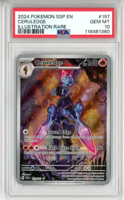 PSA GEM MT 10 Pokemon TCG Ceruledge 197/191 Sv08: Surging Sparks Holo IR 2024 - Image 1