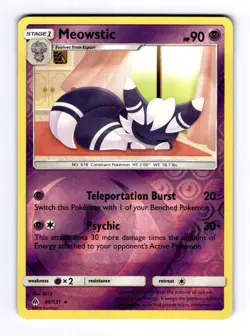 Meowstic SM - Forbidden Light #45 (2018) Rare Reverse Holo NM Pokemon - Image 1