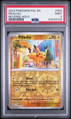 2023 Pokemon Paldea Evolved PIKACHU Reverse Holo #062 PSA 9 - Image 1