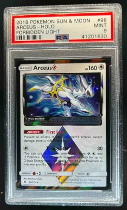 2018 Pokemon Sun & Moon Forbidden Light Arceus Prism Star Holo Rare 96/131 PSA 9 - Image 1