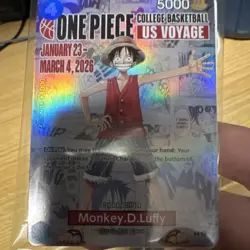 Bandai One Piece CCG Monkey D. Luffy US Voyage Holo Promo Card - Image 1