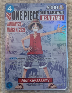 One Piece Monkey D Luffy US Voyage College Basketball Card Rutgers - Image 1